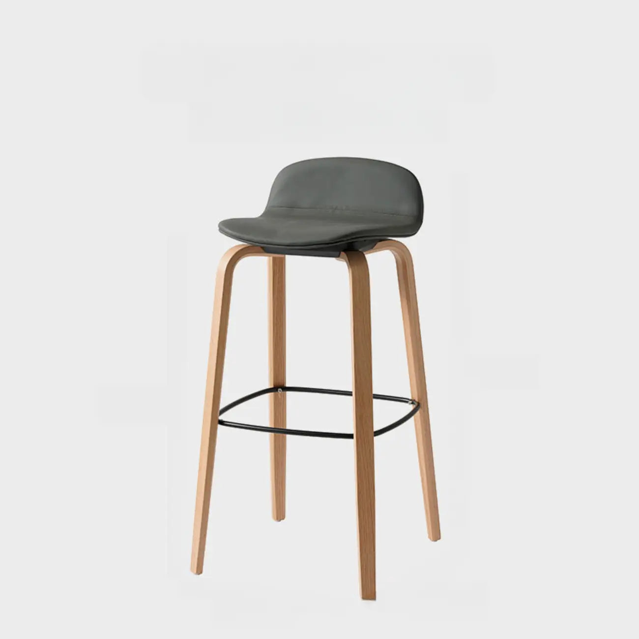 Minimalist Wooden Bar Stools with Footrest for Kitchen