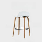 Minimalist Wooden Bar Stools with Footrest for Kitchen