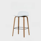 Minimalist Wooden Bar Stools with Footrest for Kitchen