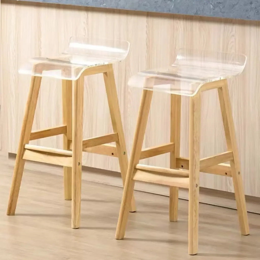 Acrylic Saddle Counter Height Wooden Bar Stools