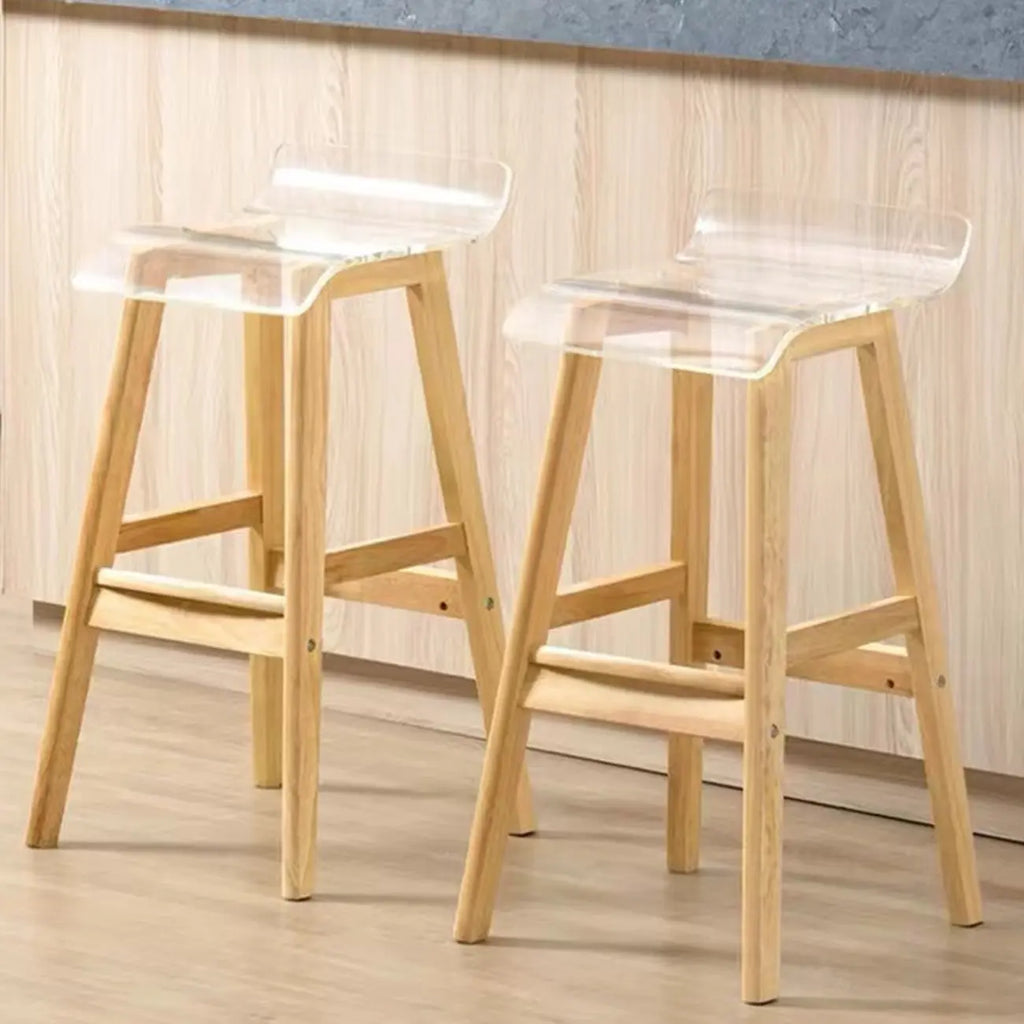 Acrylic Saddle Counter Height Wooden Bar Stools