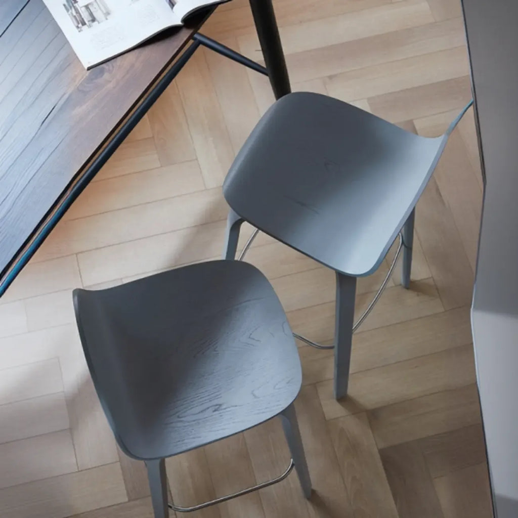 Minimalist Wooden Bar Stools with Footrest for Kitchen