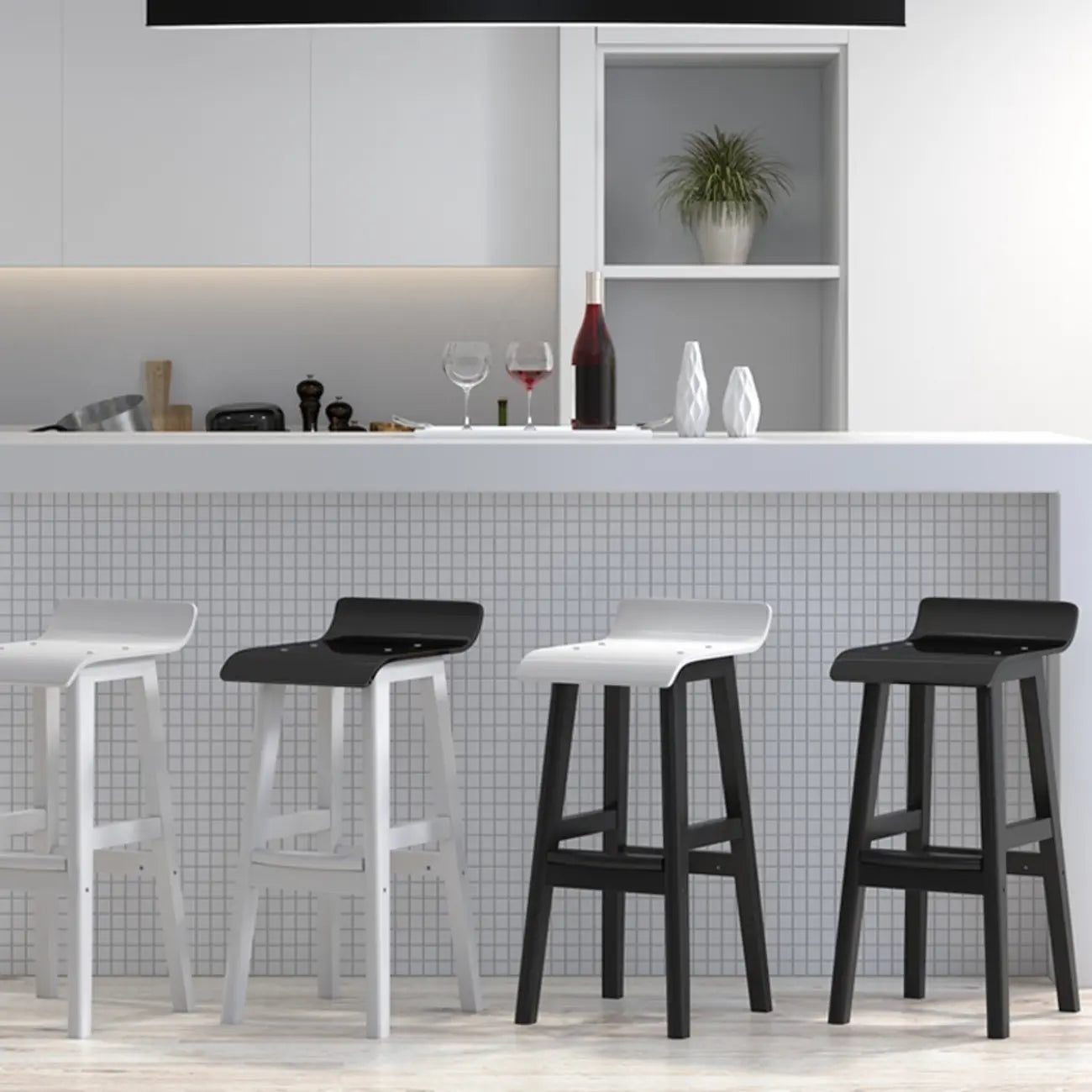 Acrylic Saddle Counter Height Wooden Bar Stools
