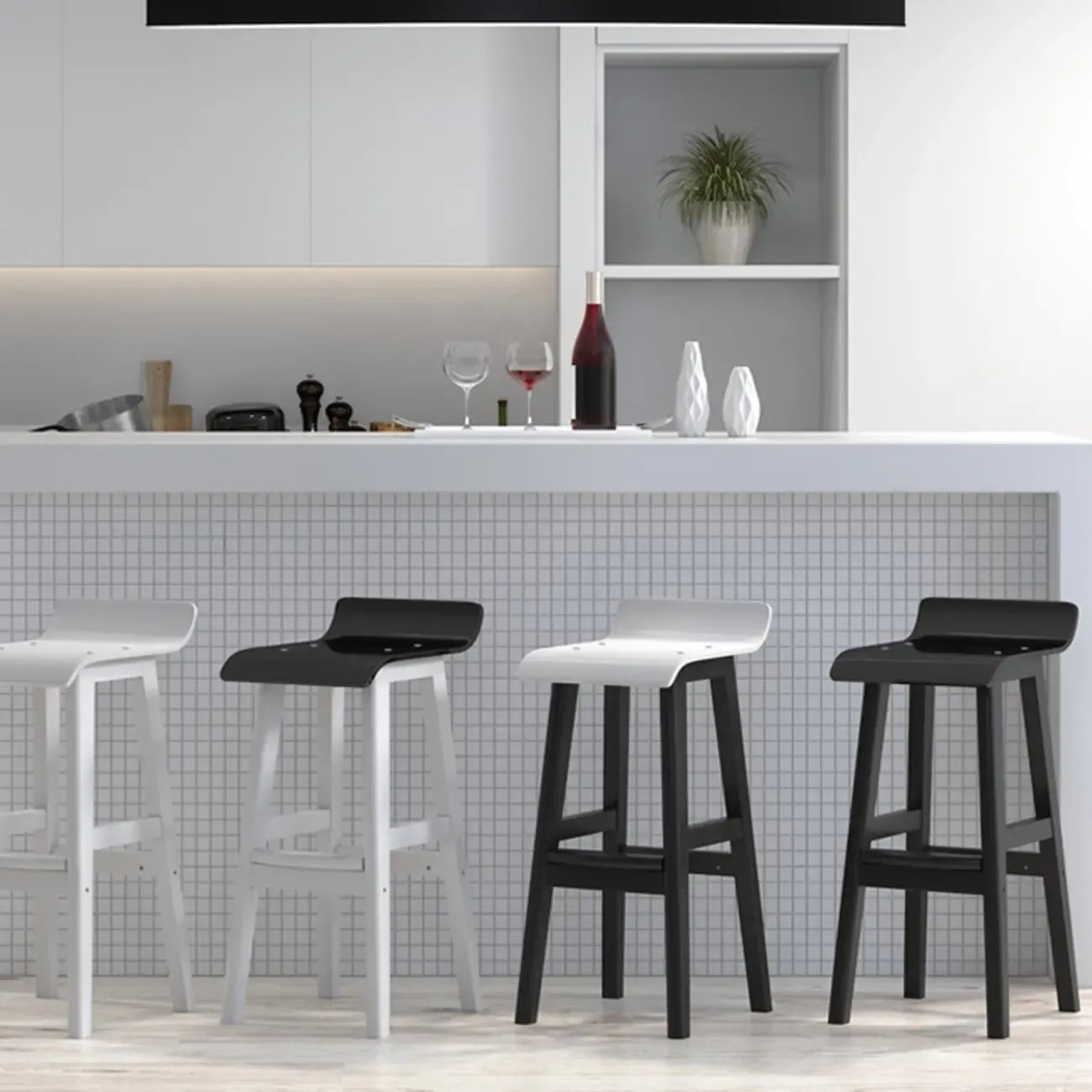 Acrylic Saddle Counter Height Wooden Bar Stools