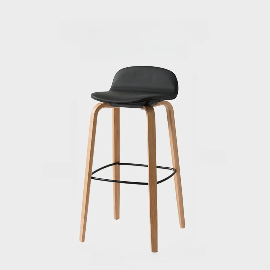 Minimalist Wooden Bar Stools with Footrest for Kitchen