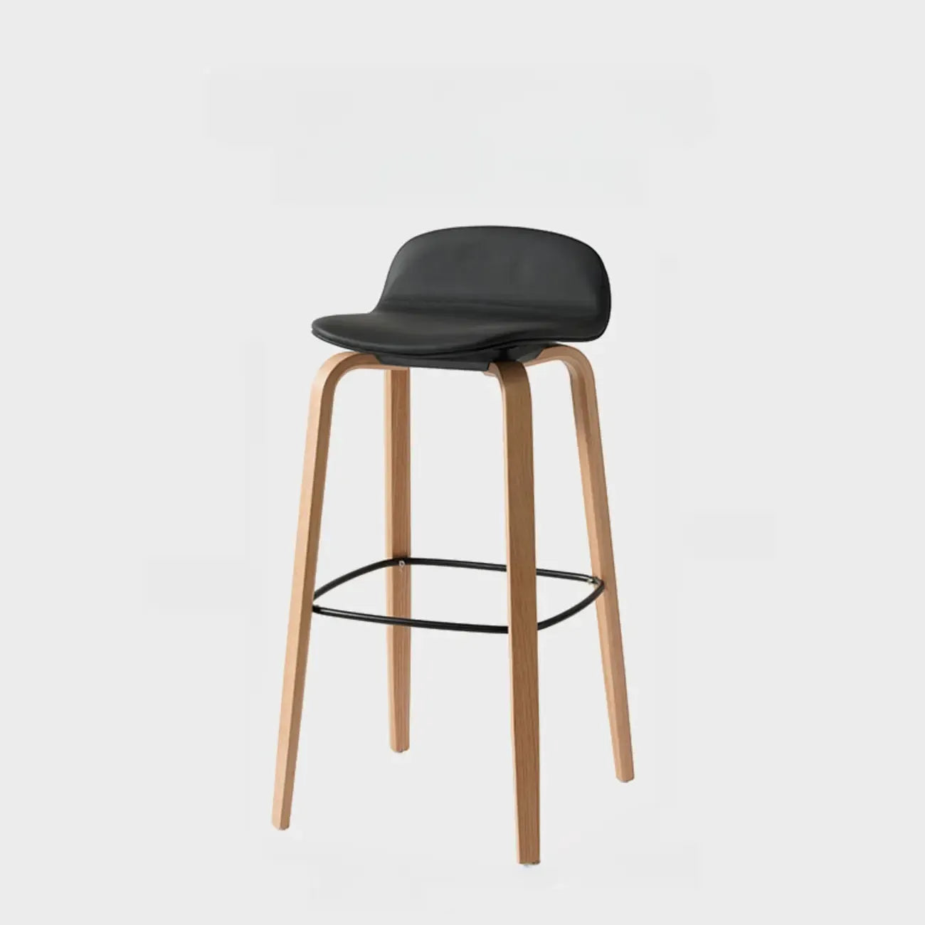Minimalist Wooden Bar Stools with Footrest for Kitchen