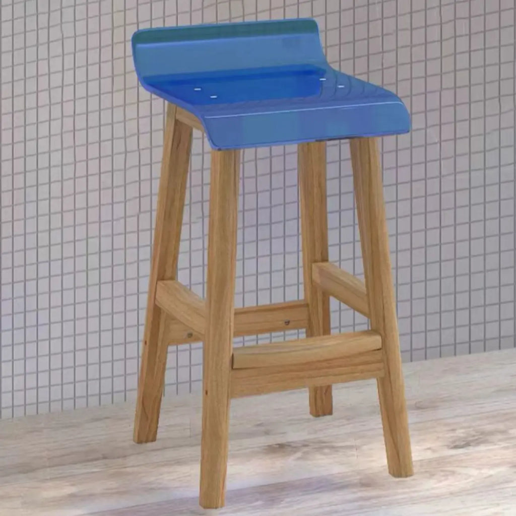 Acrylic Saddle Counter Height Wooden Bar Stools