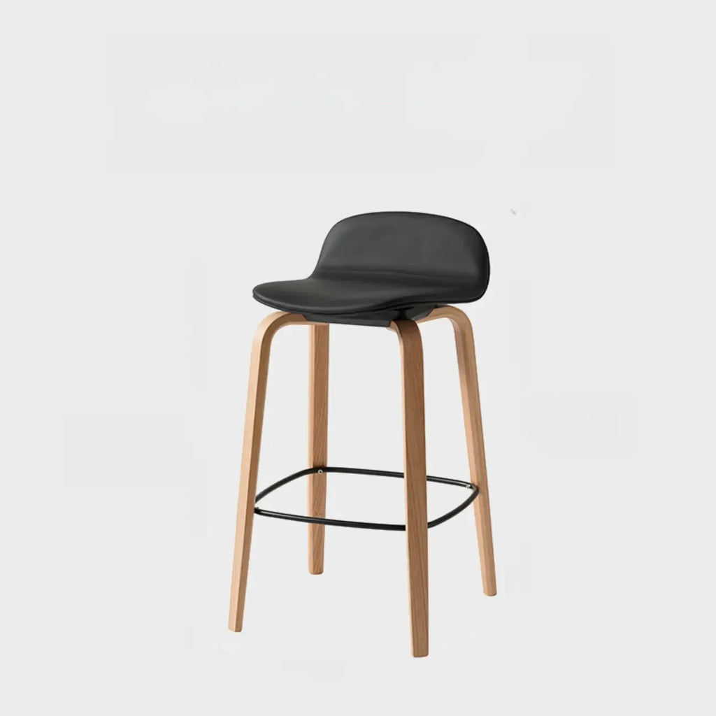 Minimalist Wooden Bar Stools with Footrest for Kitchen