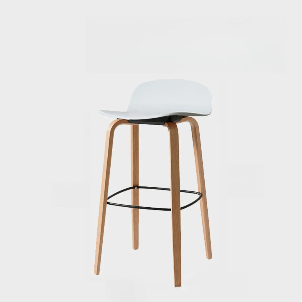 Minimalist Wooden Bar Stools with Footrest for Kitchen
