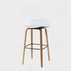 Minimalist Wooden Bar Stools with Footrest for Kitchen