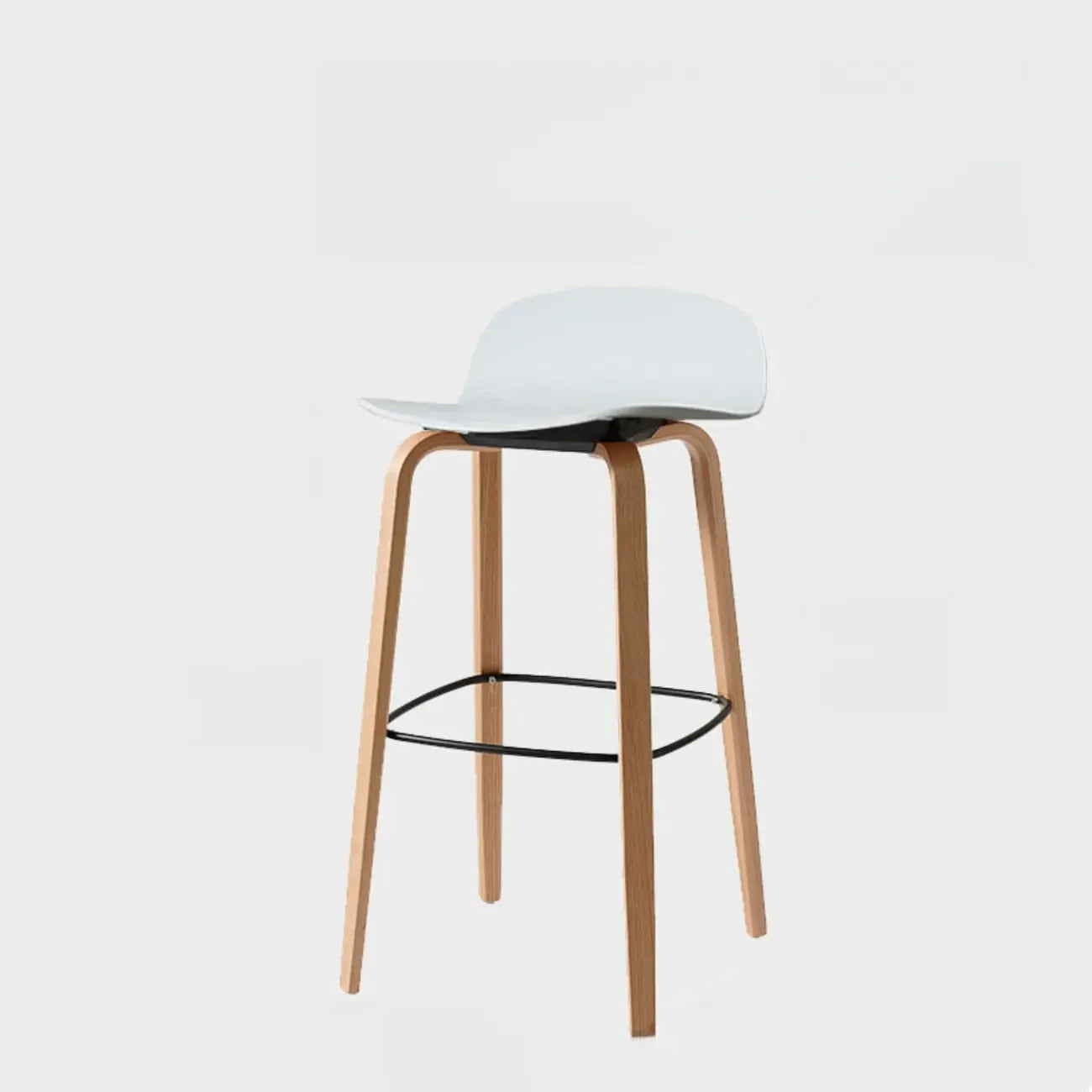 Minimalist Wooden Bar Stools with Footrest for Kitchen