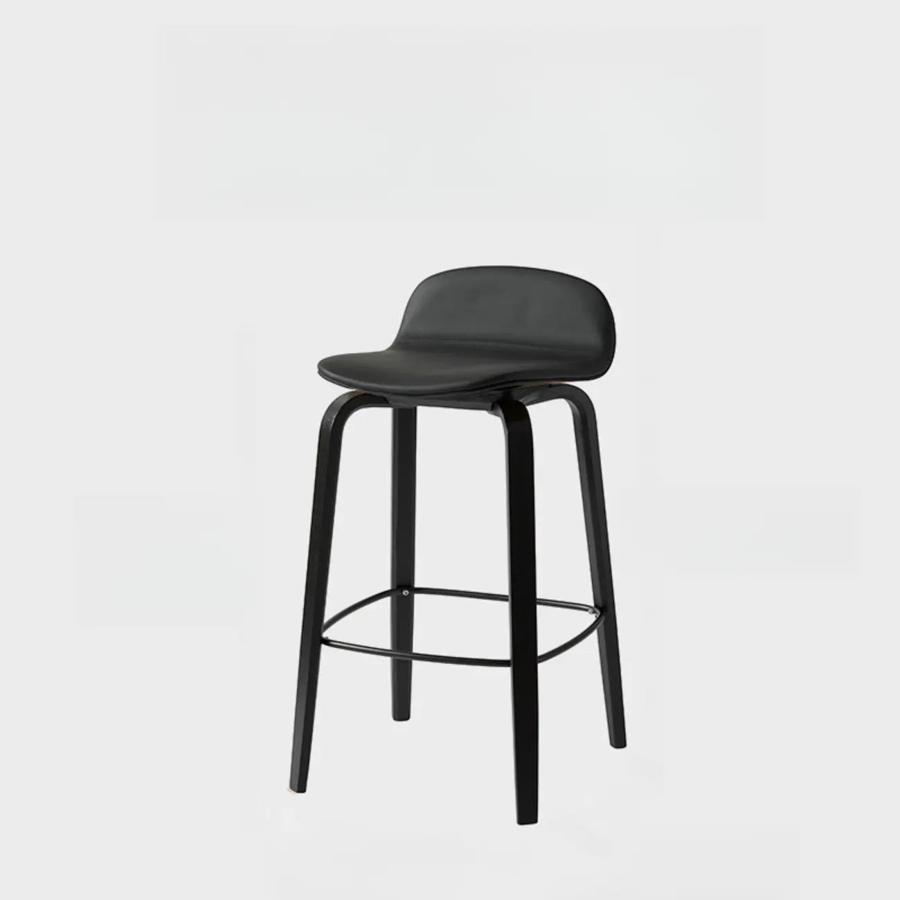 Minimalist Wooden Bar Stools with Footrest for Kitchen