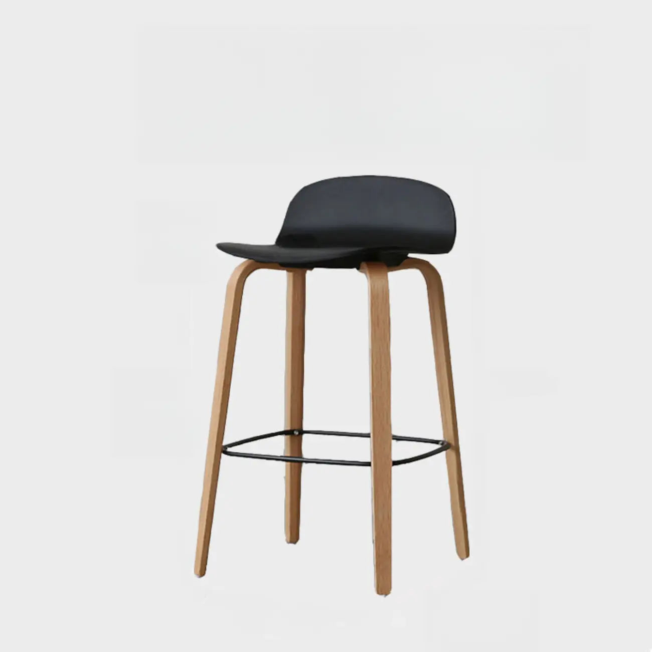 Minimalist Wooden Bar Stools with Footrest for Kitchen