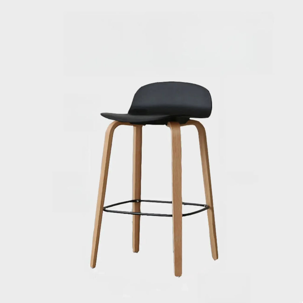 Minimalist Wooden Bar Stools with Footrest for Kitchen