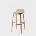 Minimalist Wooden Bar Stools with Footrest for Kitchen