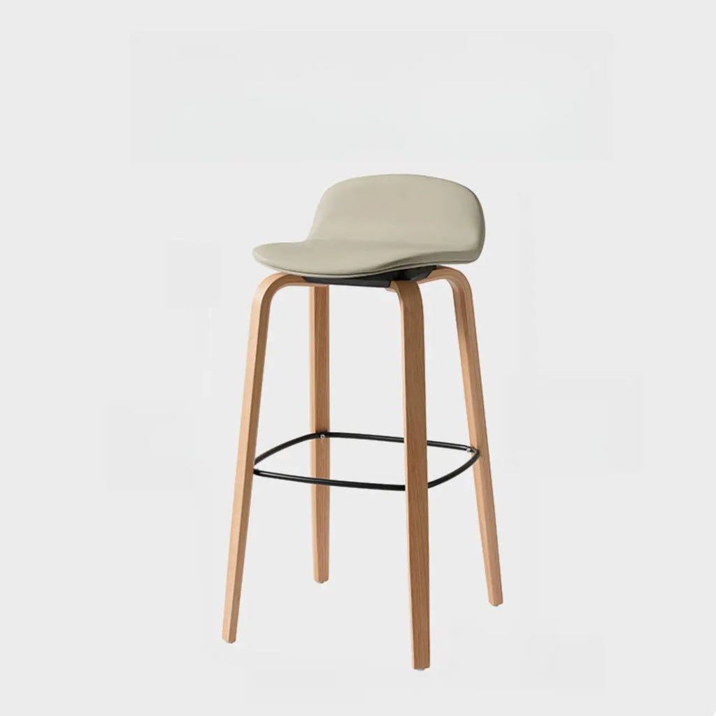 Minimalist Wooden Bar Stools with Footrest for Kitchen