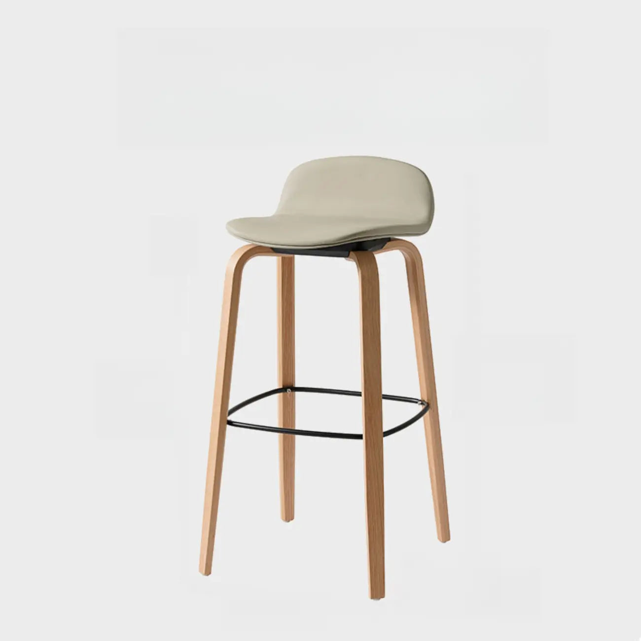 Minimalist Wooden Bar Stools with Footrest for Kitchen