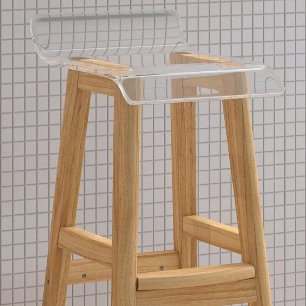 Acrylic Saddle Counter Height Wooden Bar Stools
