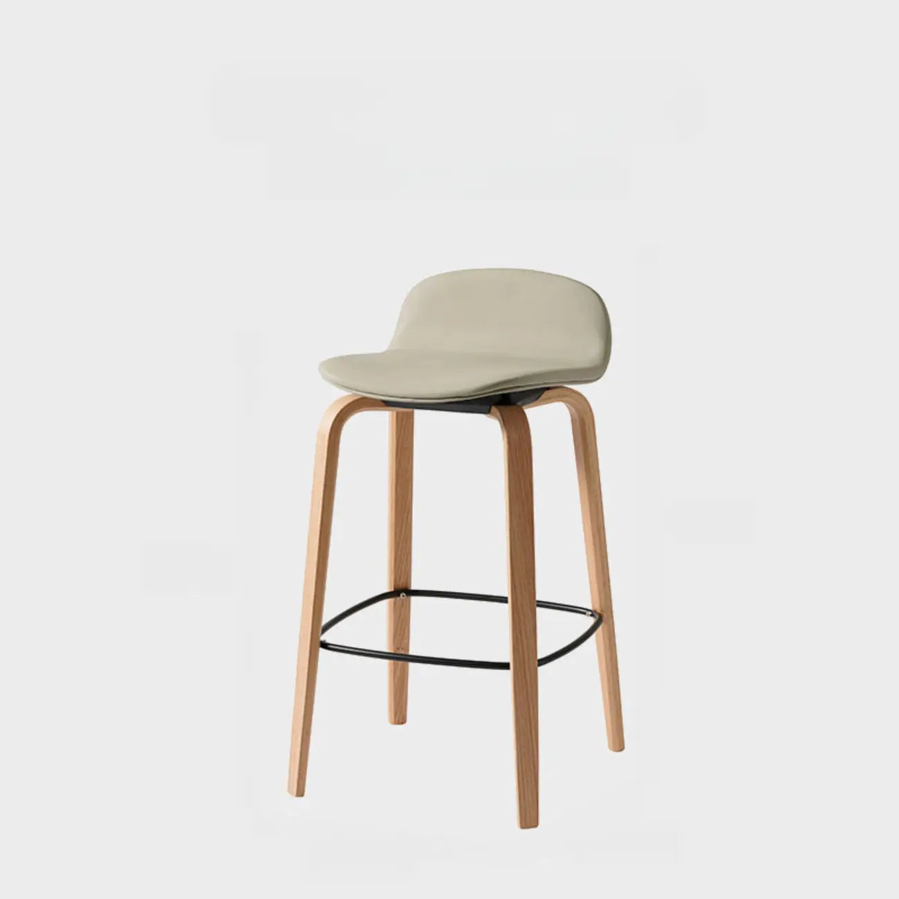 Minimalist Wooden Bar Stools with Footrest for Kitchen