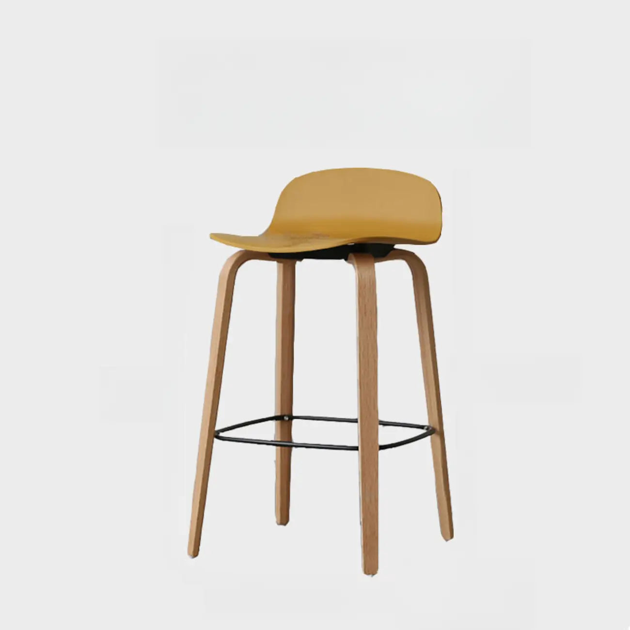 Minimalist Wooden Bar Stools with Footrest for Kitchen