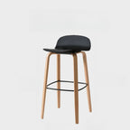 Minimalist Wooden Bar Stools with Footrest for Kitchen
