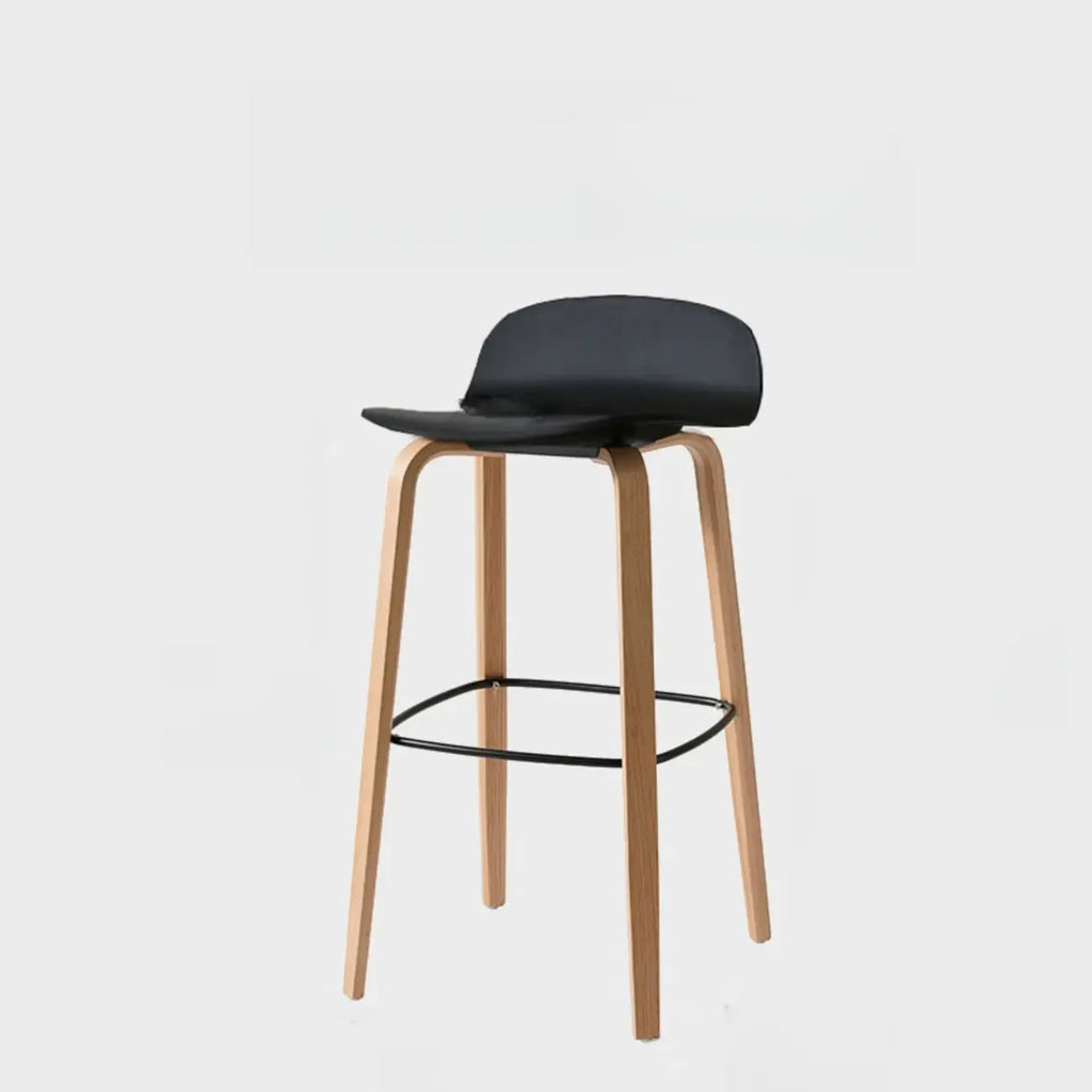 Minimalist Wooden Bar Stools with Footrest for Kitchen