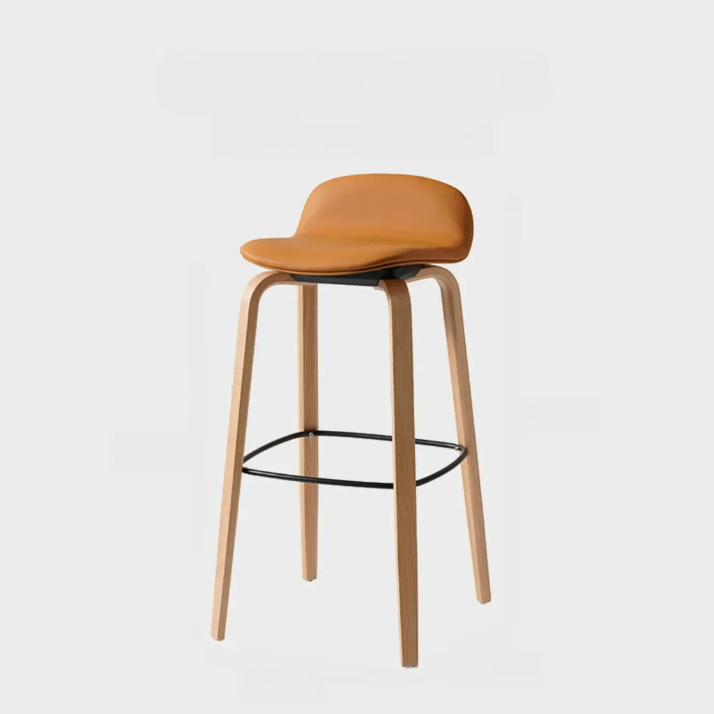Minimalist Wooden Bar Stools with Footrest for Kitchen