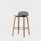 Minimalist Wooden Bar Stools with Footrest for Kitchen