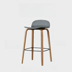Minimalist Wooden Bar Stools with Footrest for Kitchen