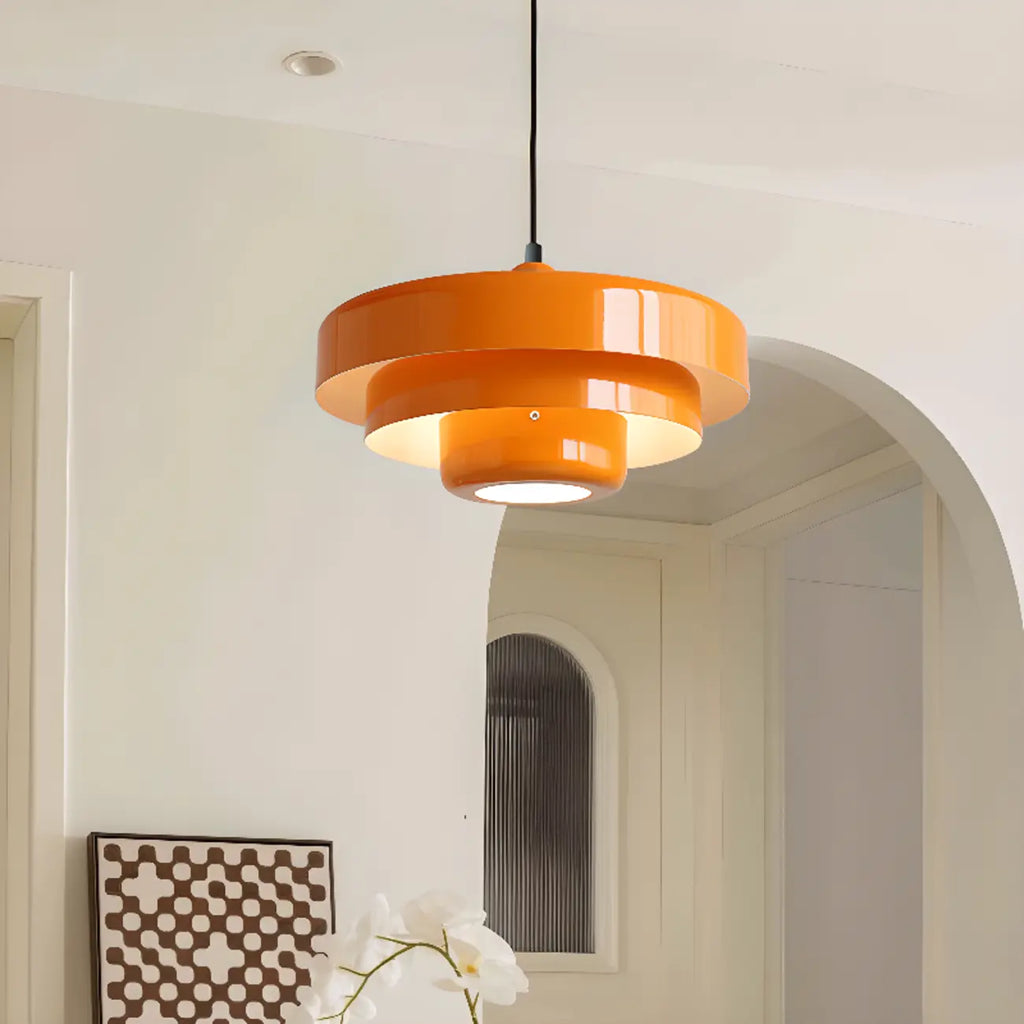 Designer White Layered Cake Iron Pendant Lamp for Living Room