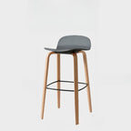 Minimalist Wooden Bar Stools with Footrest for Kitchen
