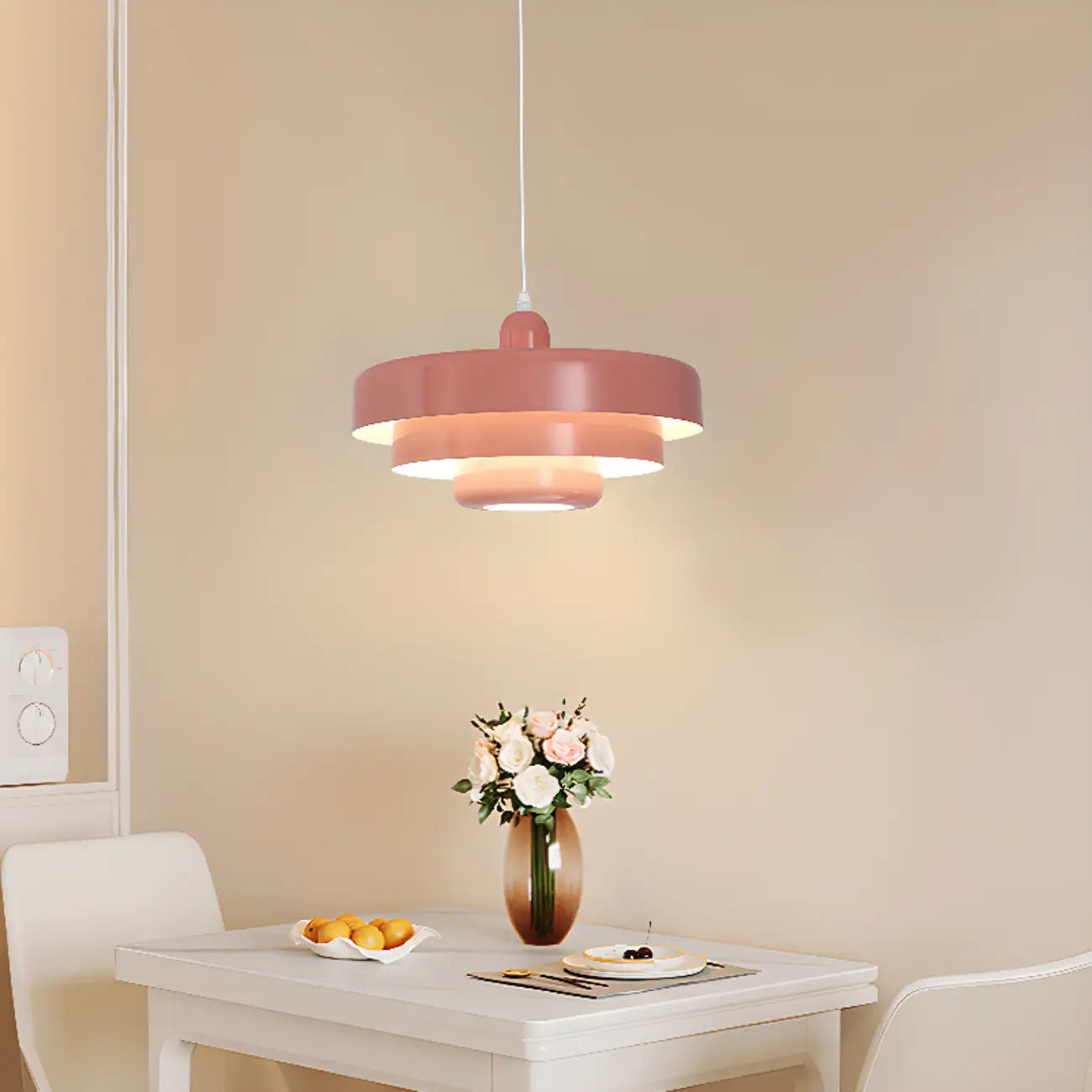 Designer White Layered Cake Iron Pendant Lamp for Living Room