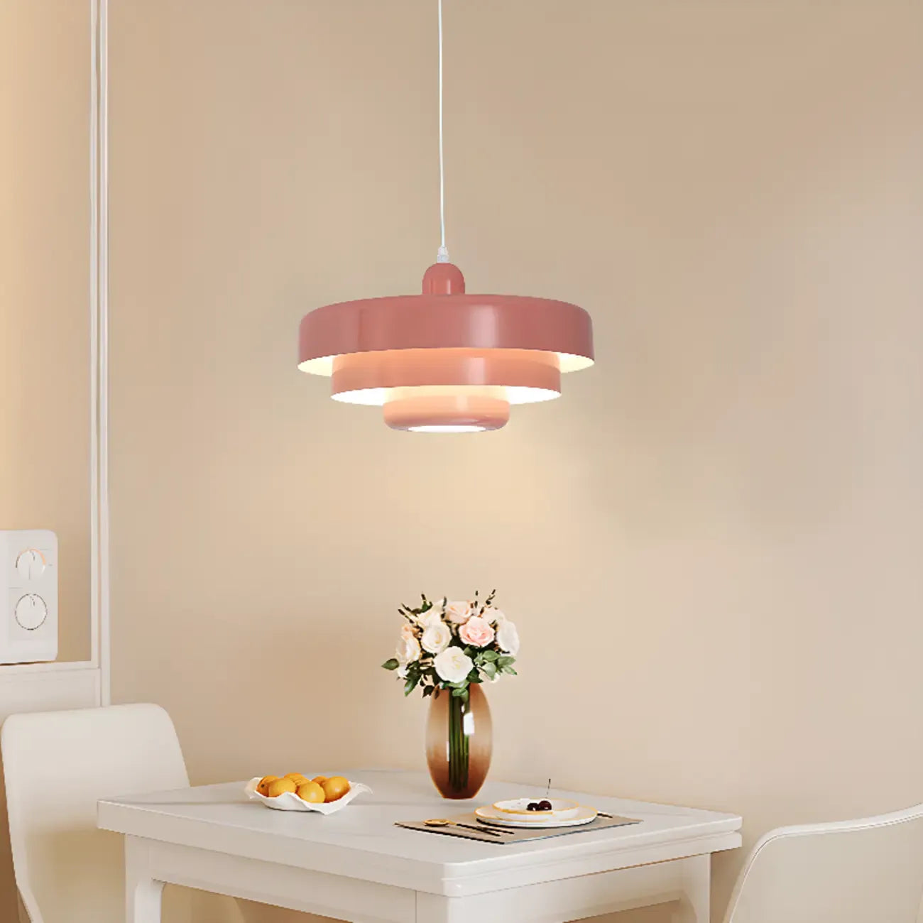 Designer White Layered Cake Iron Pendant Lamp for Living Room