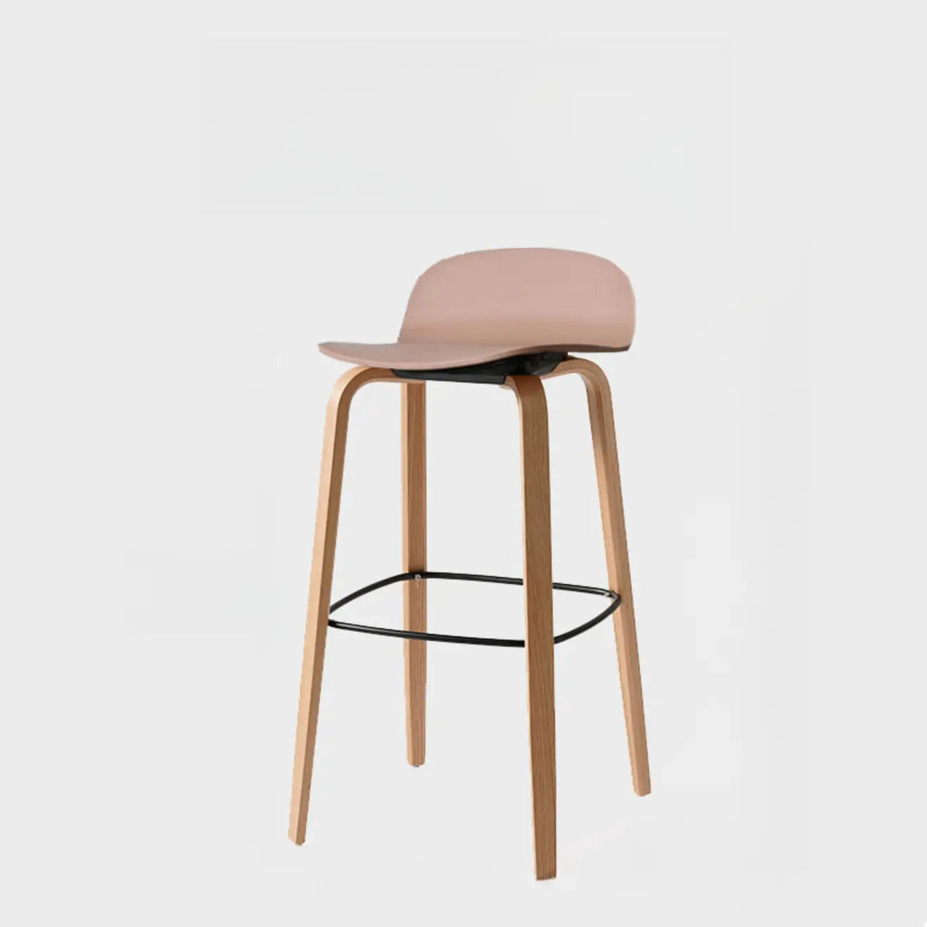 Minimalist Wooden Bar Stools with Footrest for Kitchen