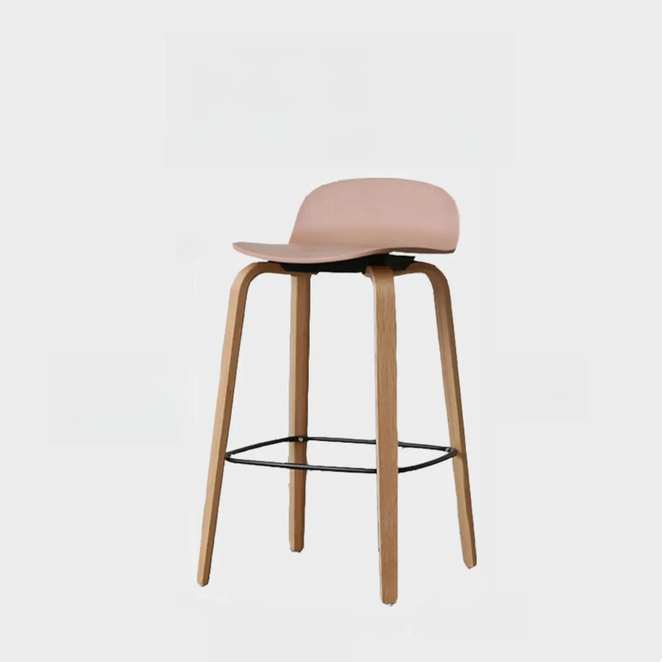 Minimalist Wooden Bar Stools with Footrest for Kitchen