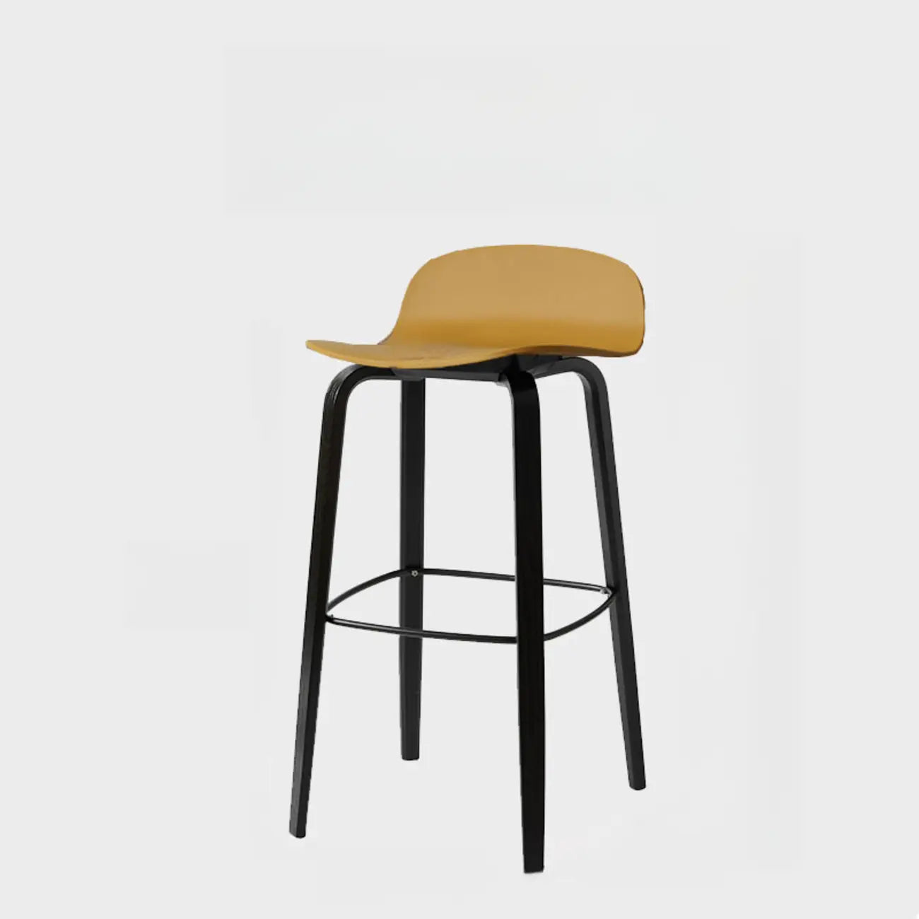 Minimalist Wooden Bar Stools with Footrest for Kitchen