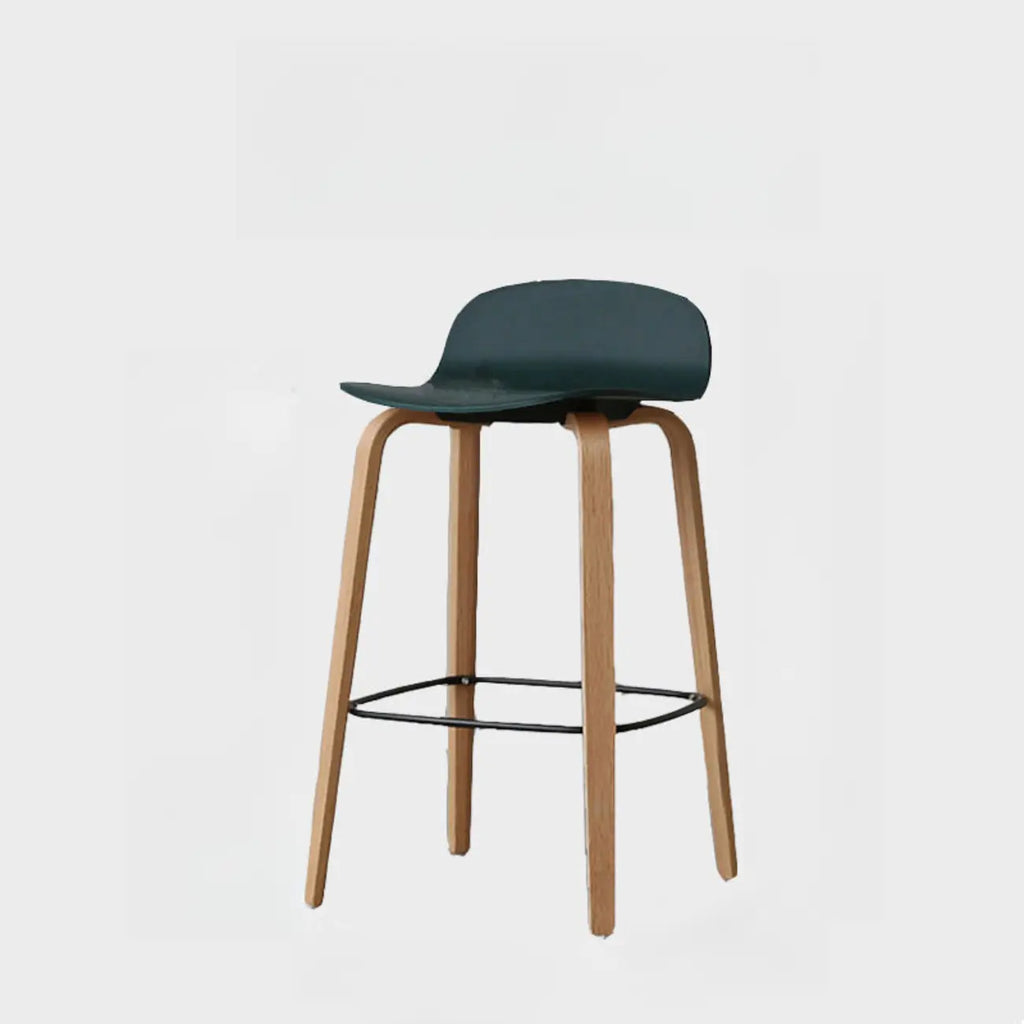 Minimalist Wooden Bar Stools with Footrest for Kitchen