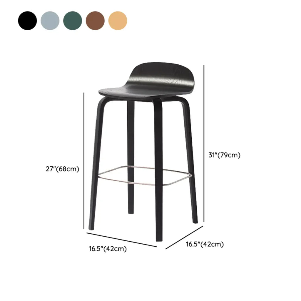 Minimalist Wooden Bar Stools with Footrest for Kitchen