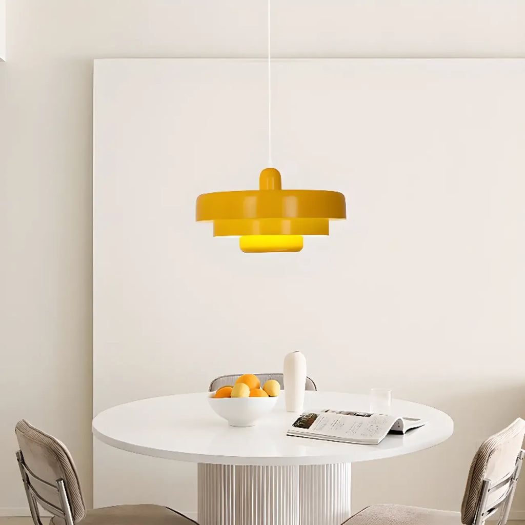 Designer White Layered Cake Iron Pendant Lamp for Living Room