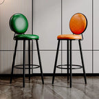 Modern Faux Leather Round Metal Frame Bar Stools for Home Bar