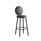 Modern Faux Leather Round Metal Frame Bar Stools for Home Bar