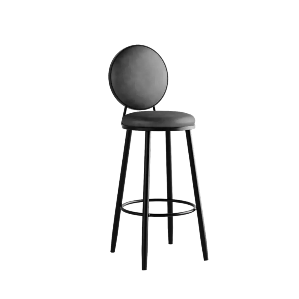 Modern Faux Leather Round Metal Frame Bar Stools for Home Bar