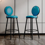 Modern Faux Leather Round Metal Frame Bar Stools for Home Bar