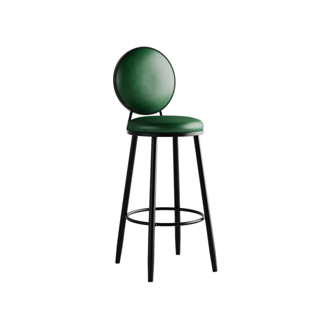 Modern Faux Leather Round Metal Frame Bar Stools for Home Bar