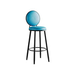 Modern Faux Leather Round Metal Frame Bar Stools for Home Bar