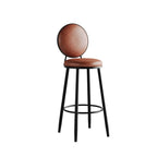 Modern Faux Leather Round Metal Frame Bar Stools for Home Bar