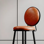 Modern Faux Leather Round Metal Frame Bar Stools for Home Bar