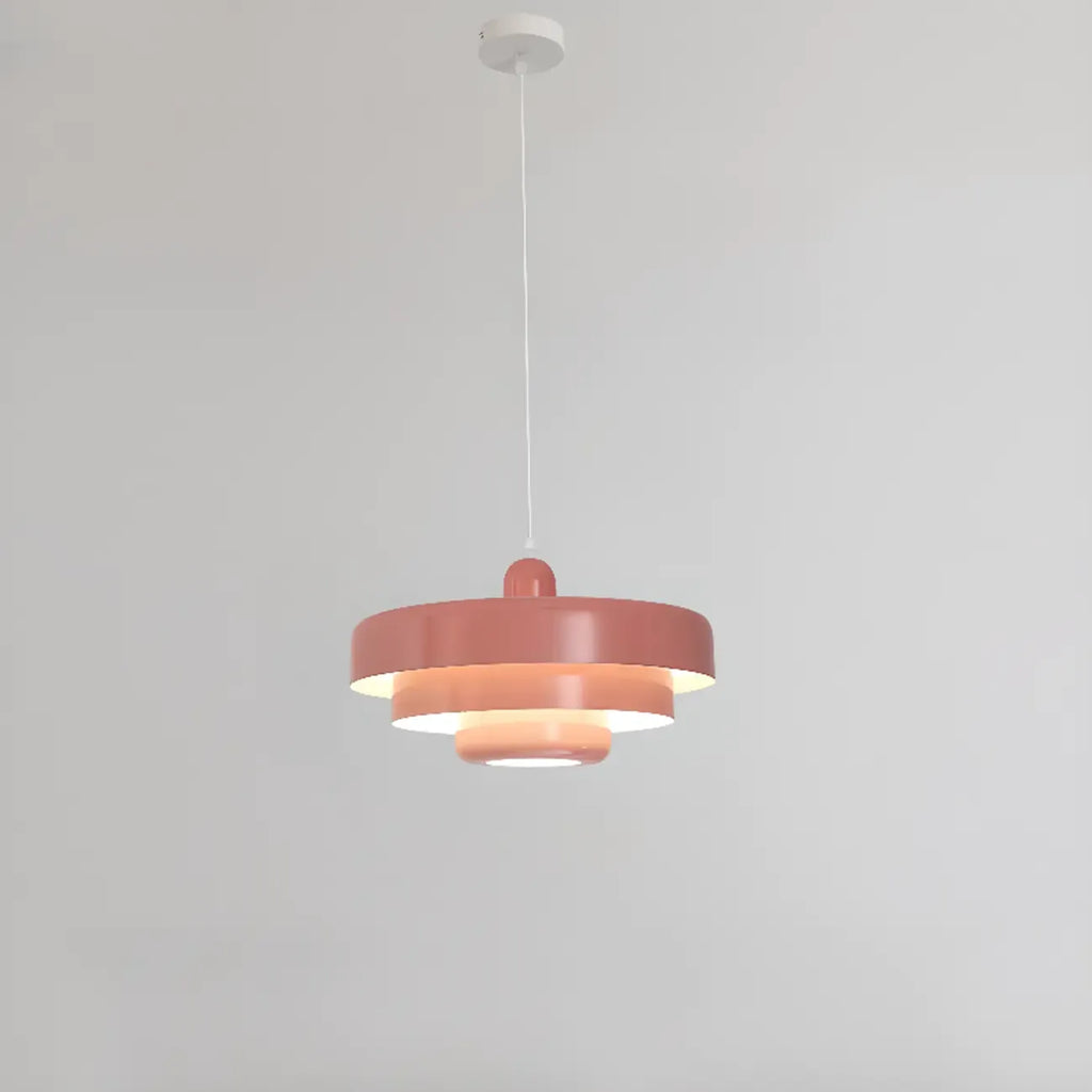 Designer White Layered Cake Iron Pendant Lamp for Living Room