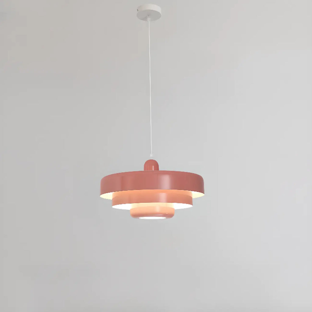 Designer White Layered Cake Iron Pendant Lamp for Living Room