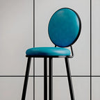 Modern Faux Leather Round Metal Frame Bar Stools for Home Bar